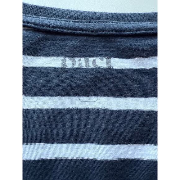 Pact Striped V-Neck T-Shirt in Blue & White Size Small - Picture 6 of 6